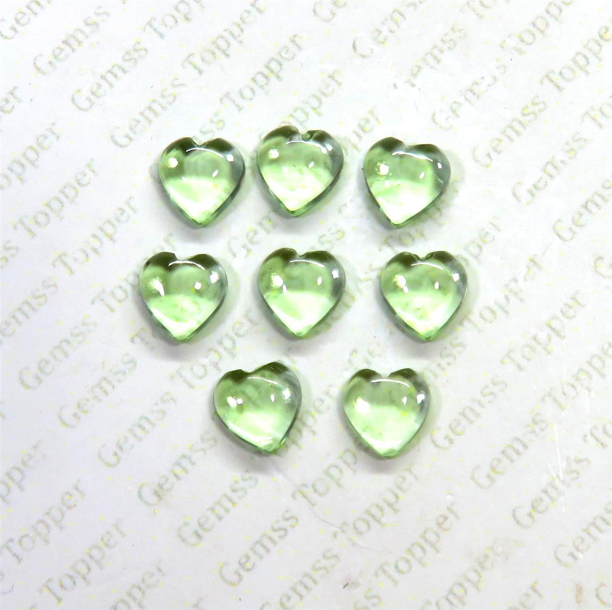Green Amethyst 10x10 mm Heart Shape Cabochon